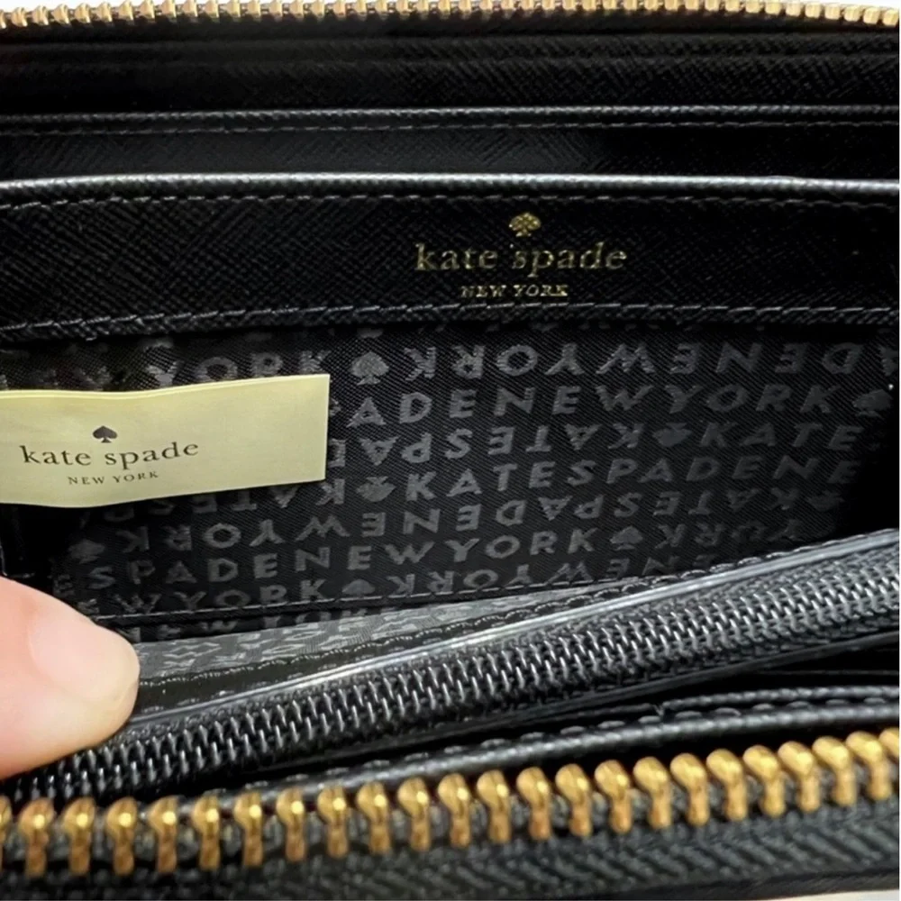 Kate Spade New York Wilson Road Neda Zip Around Wallet Black Nylon Exterior